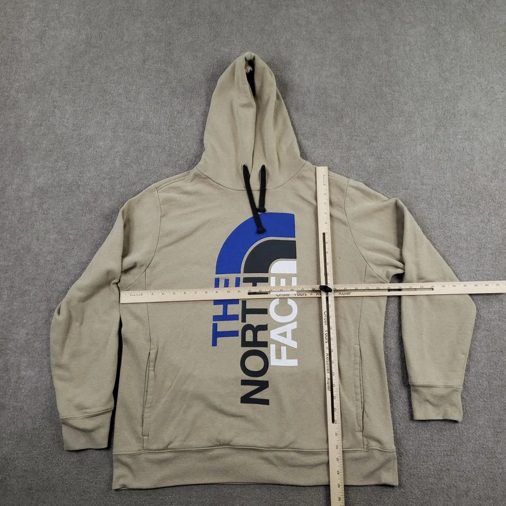 The North Face Hoodie Mens XL Beige Pullover Hooded Fleece Graphic Logo